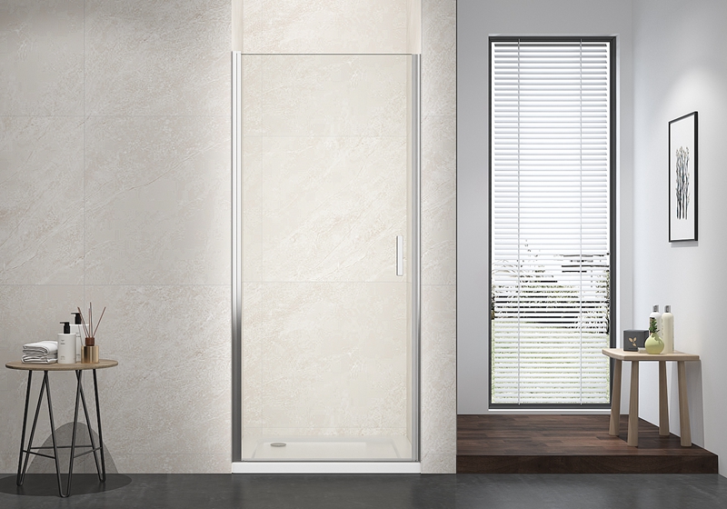 EX-210 Porte de douche classique pivotante en verre chromé de 6 mm