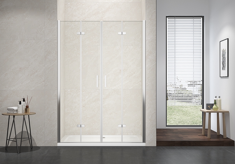 EX-213 Cabine de douche classique à charnière droite chromée en verre de 6 mm