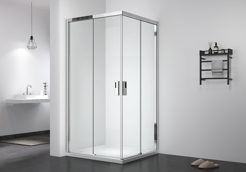EX-807 Cabine de douche coulissante carrée en verre de 8 mm à fermeture douce