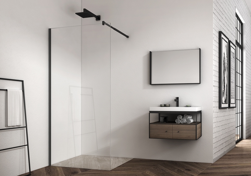 EX-101 Cabines de douche à l'italienne chromées 6/8/10 mm avec supports en acier inoxydable