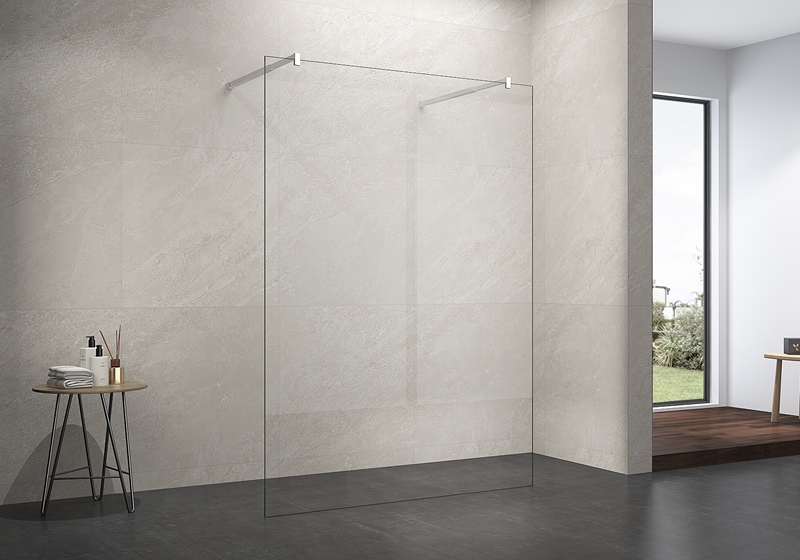 Parois de douche EX-105 6/8/10 mm avec 2 barres de support en acier inoxydable poli