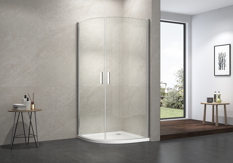 EX-214 Cabine de douche classique à pivot quadrant en verre facile à nettoyer de 6 mm