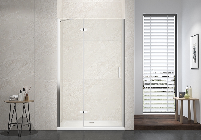 EX-403F Cabine de douche classique à charnière droite en alliage de zinc de 6 mm avec supports en acier inoxydable poli